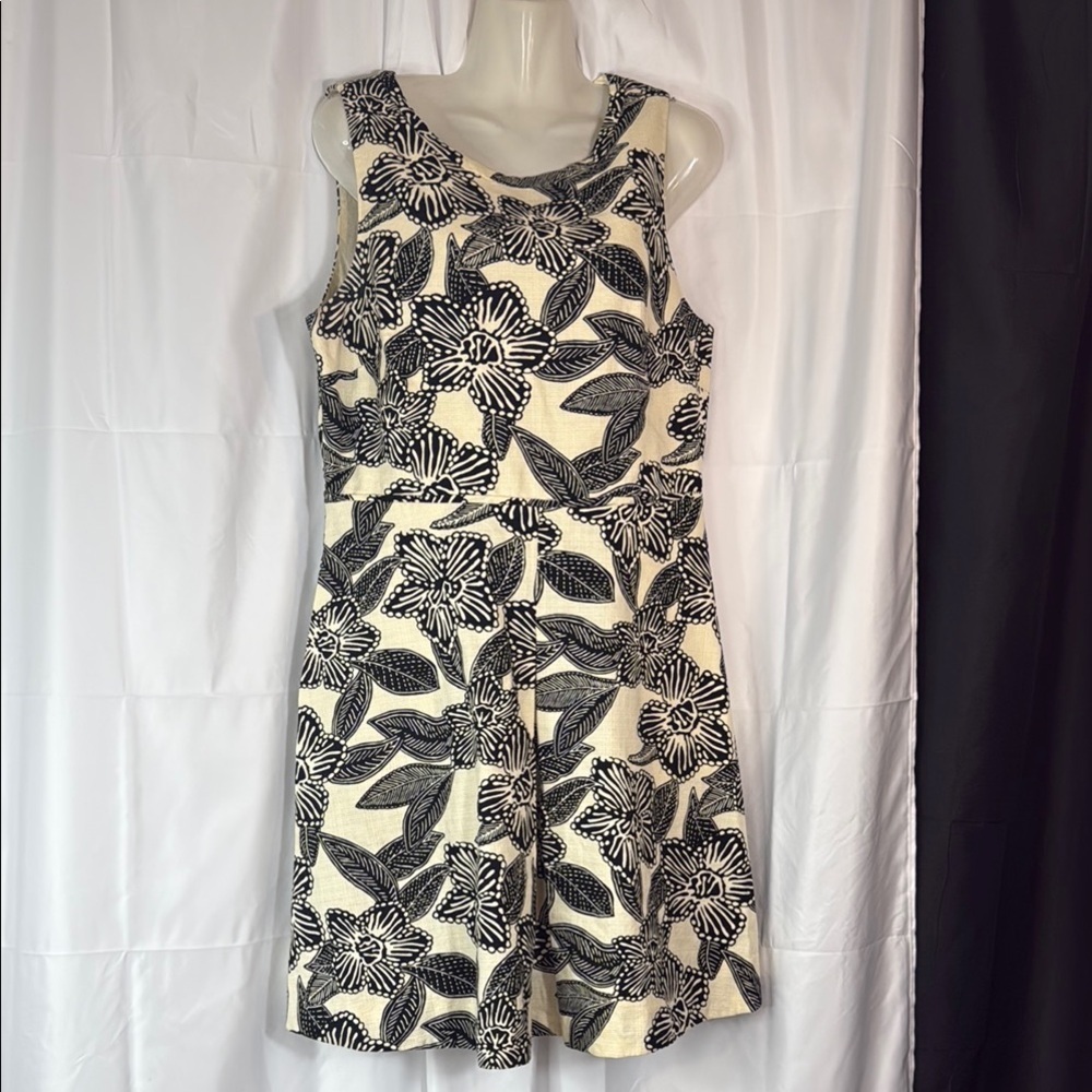 J. Crew Black and Cream Sleeveless Sundress